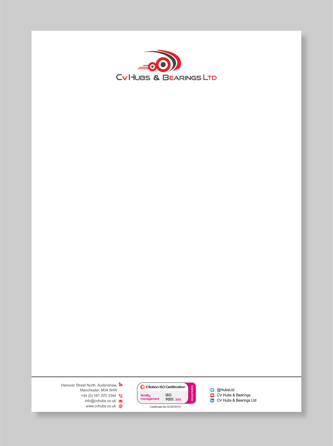 Stationery Design by vintana for CV Hubs & Bearings Ltd | Design #30559018