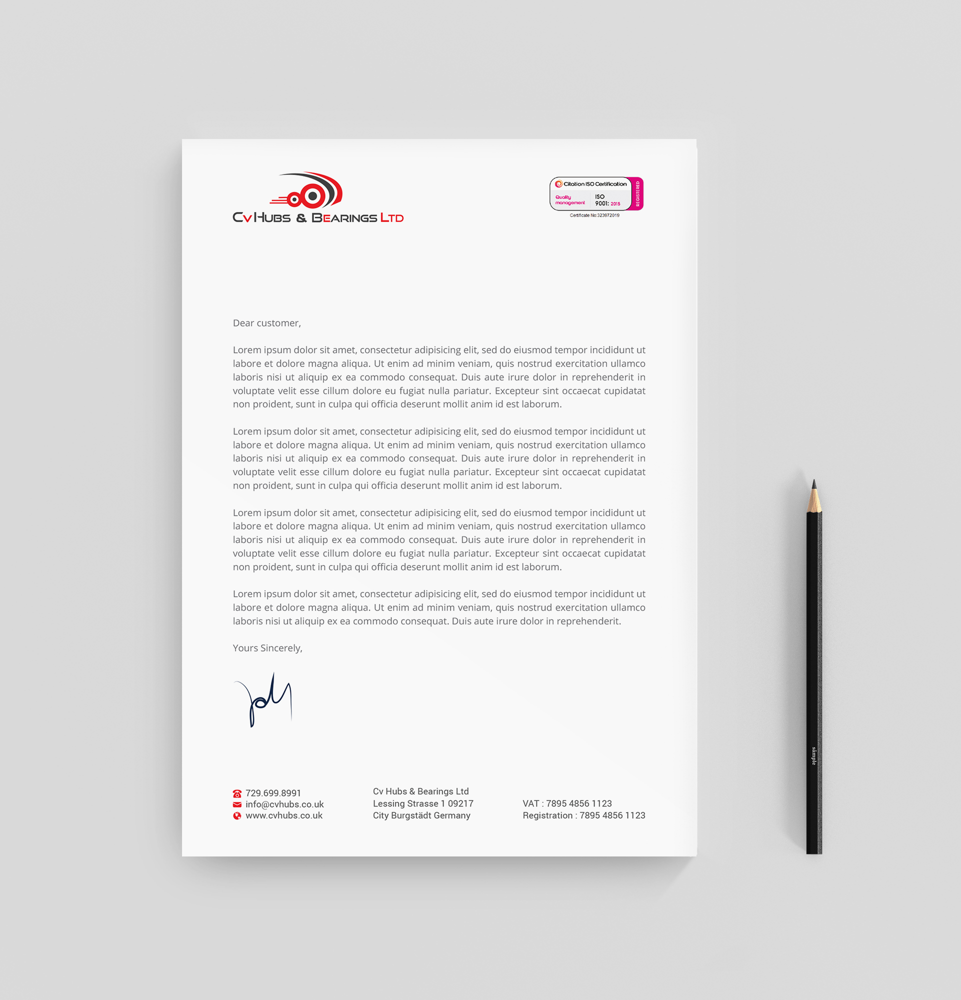 Stationery Design by R.design for CV Hubs & Bearings Ltd | Design #30556672