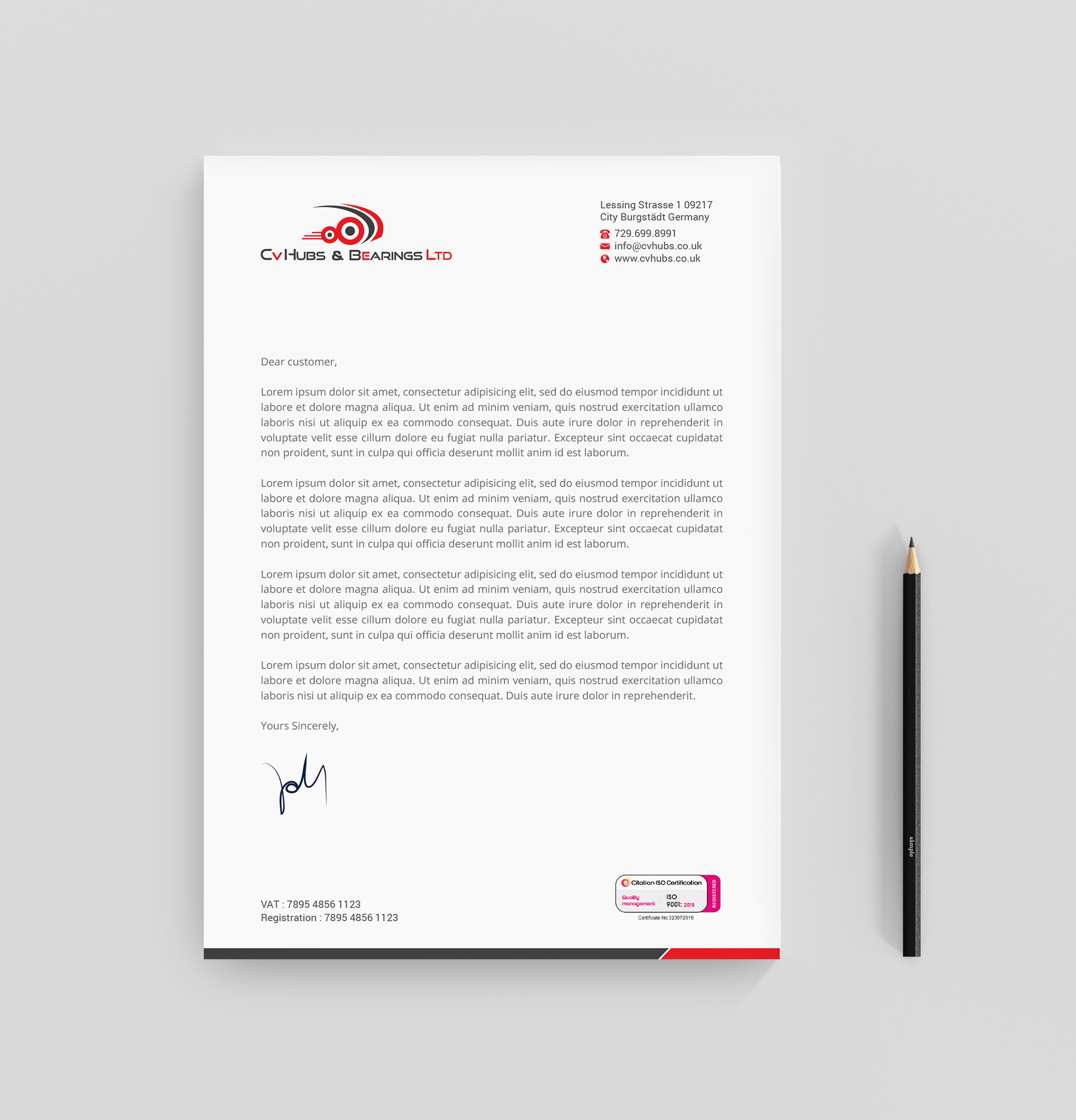 Stationery Design by R.design for CV Hubs & Bearings Ltd | Design #30559152