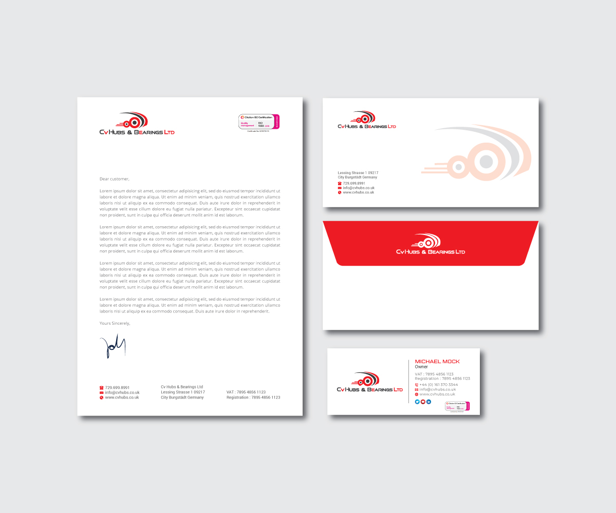 Stationery Design by R.design for CV Hubs & Bearings Ltd | Design #30561529