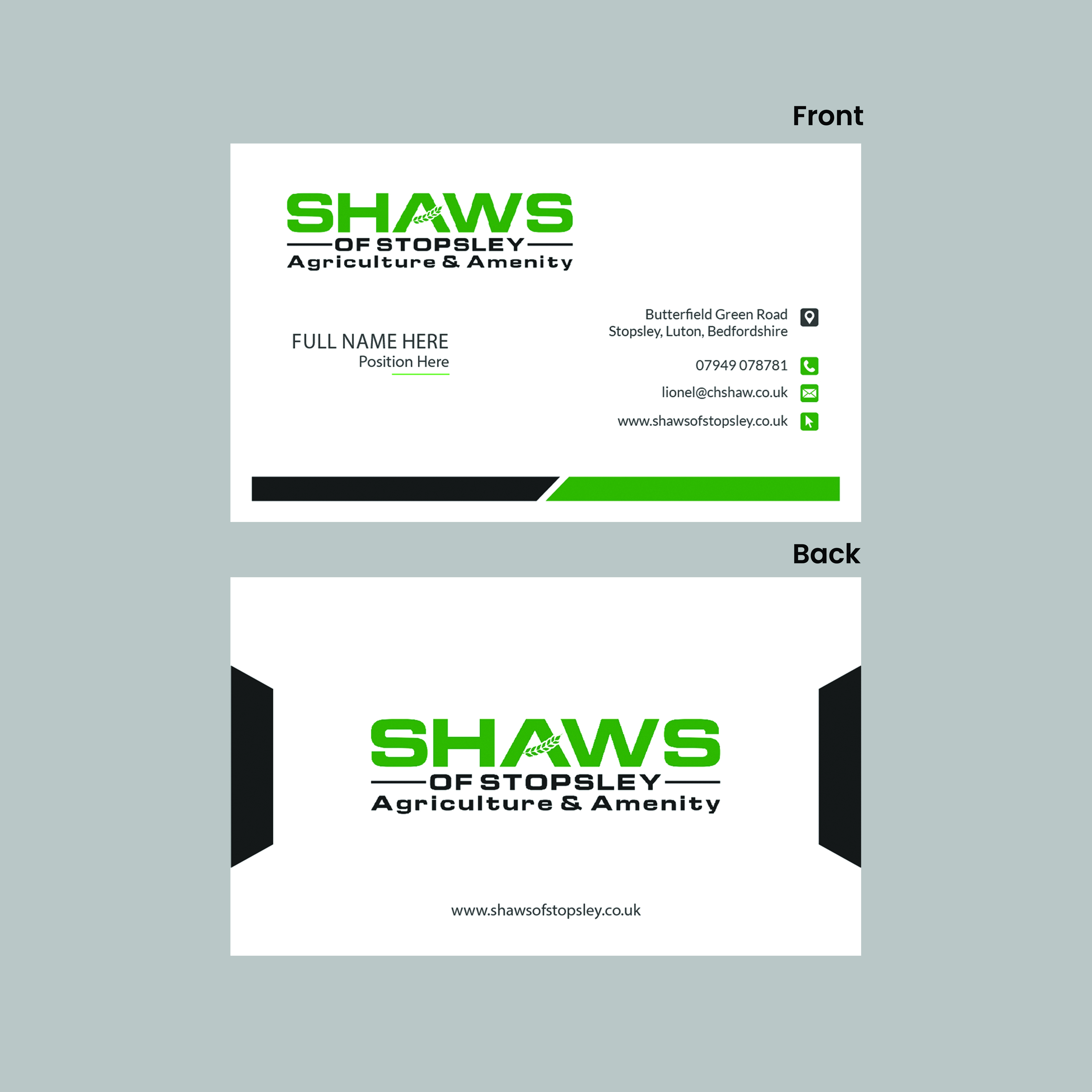 Design de Carte de Visite par Ahmad Abid Saadat pour Shaws of Stopsley | Design #30567962