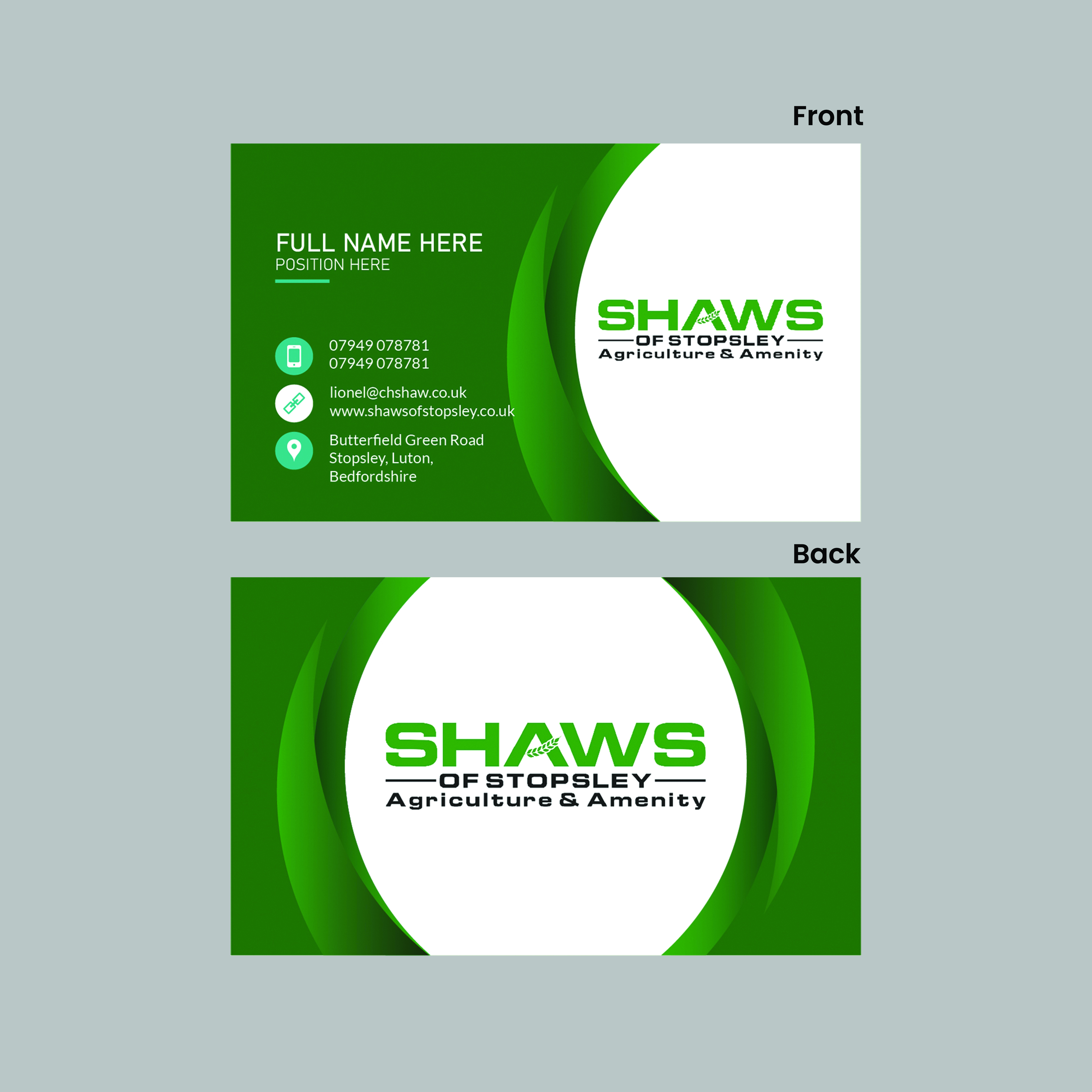 Visitenkarten-Design von Ahmad Abid Saadat für Shaws of Stopsley | Design #30567963