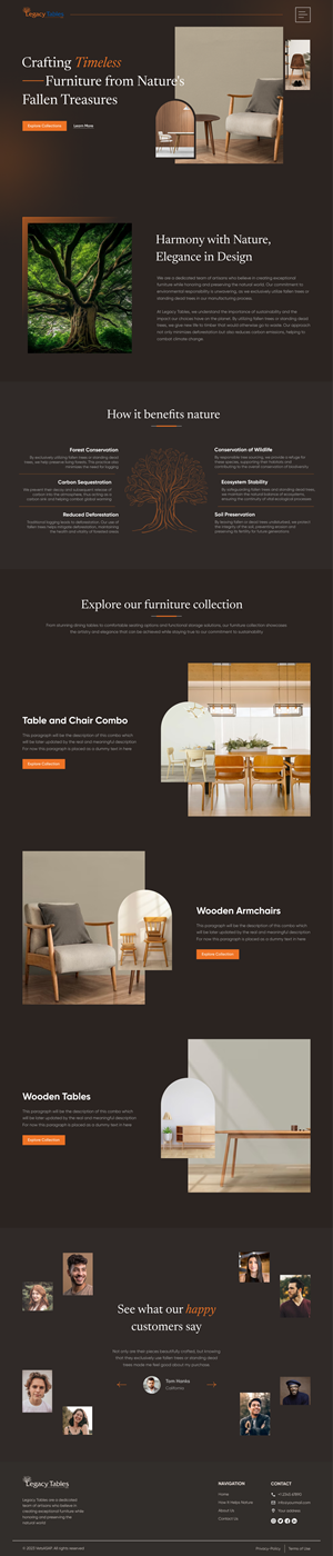 Web Design by Milan Chauhan for Legacy Tables, LLC | Design: #30580640