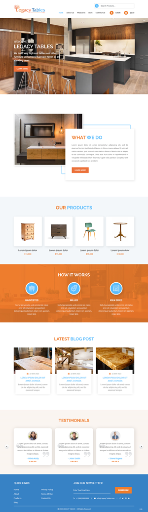 Web Design by pb for Legacy Tables, LLC | Design: #30580410