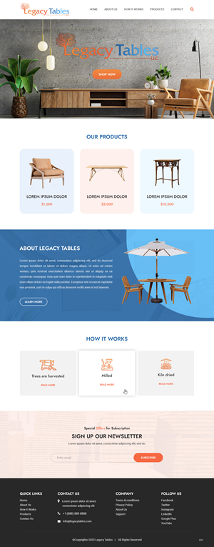 Web Design by pb for Legacy Tables, LLC | Design: #30580411