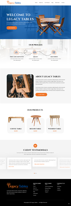 Web Design by pb for Legacy Tables, LLC | Design: #30580412