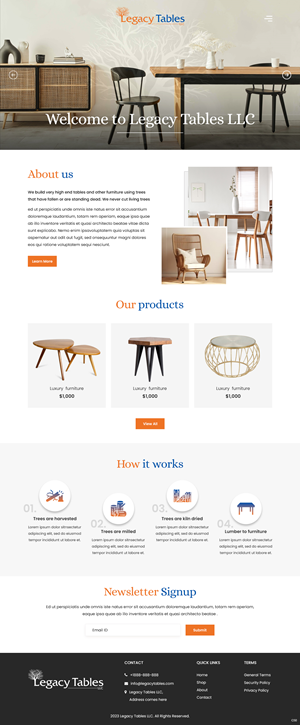 Web Design by pb for Legacy Tables, LLC | Design: #30580414