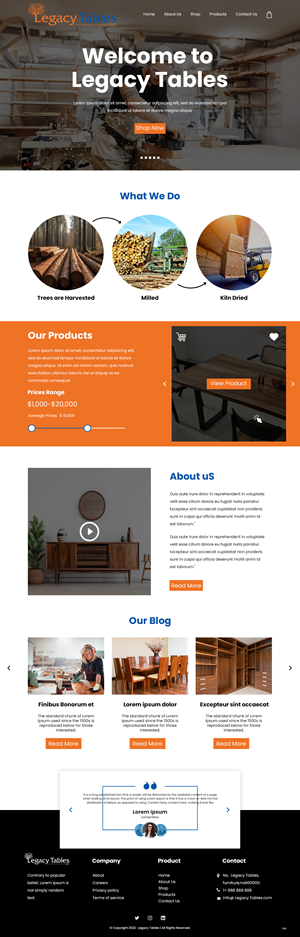 Web Design by pb for Legacy Tables, LLC | Design: #30580417