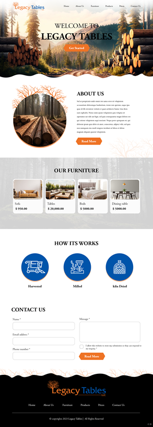 Web Design by pb for Legacy Tables, LLC | Design: #30588125