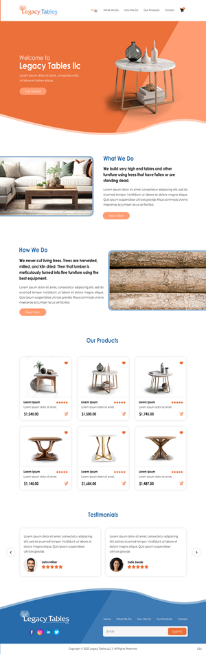 Web Design by pb for Legacy Tables, LLC | Design: #30588127