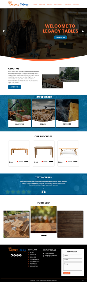 Diseño Web por pb para Legacy Tables, LLC | Diseño #30588136