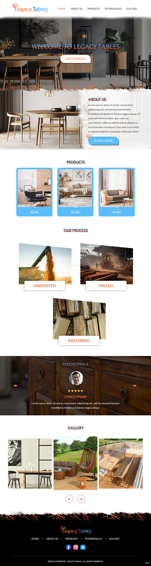 Web Design by pb for Legacy Tables, LLC | Design: #30588139