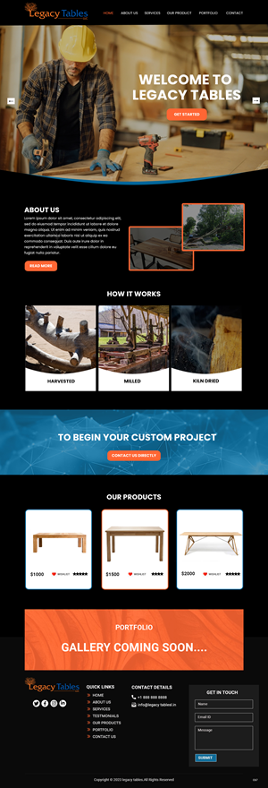 Web Design by pb for Legacy Tables, LLC | Design: #30844663
