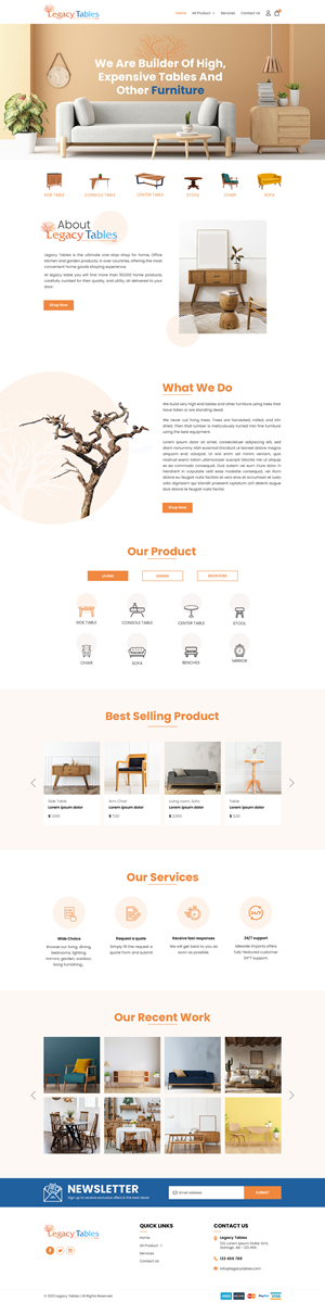 Web Design by Sbss for Legacy Tables, LLC | Design: #30595465