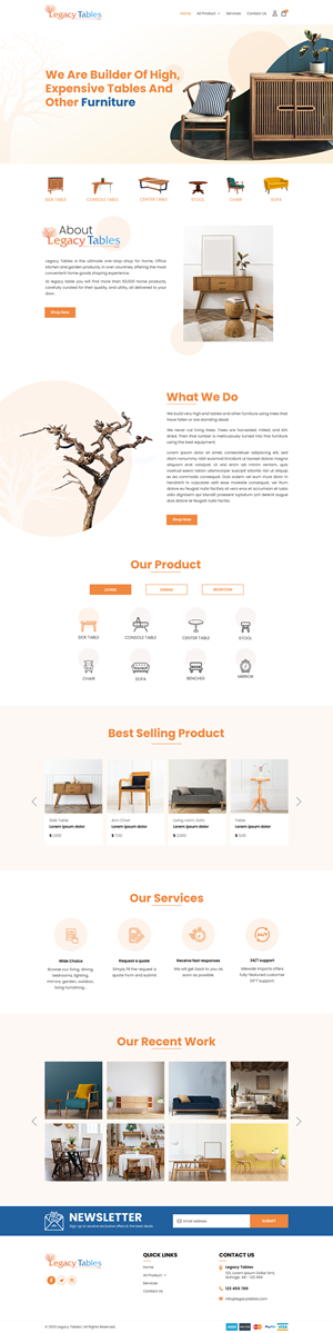 Web Design by Sbss for Legacy Tables, LLC | Design: #30595466