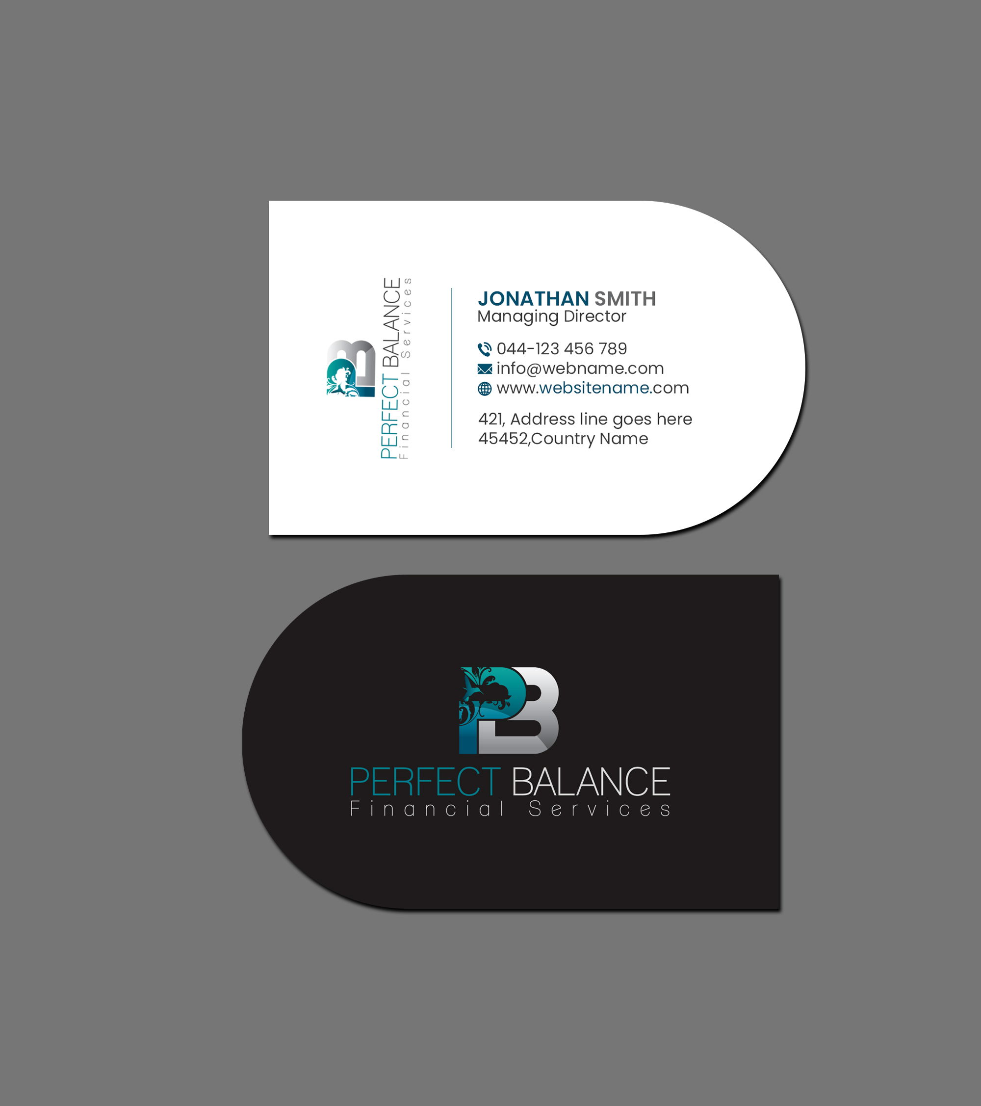 Elegant, Playful, Finance Business Card Design for Perfect Balance Financial Services by