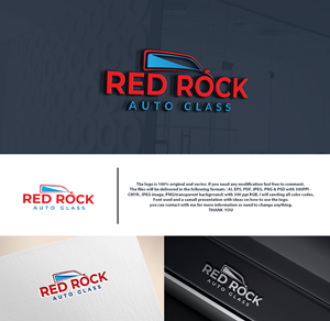 Logo Design by DesignHour for Red Rock Auto Glass | Design: #30588946