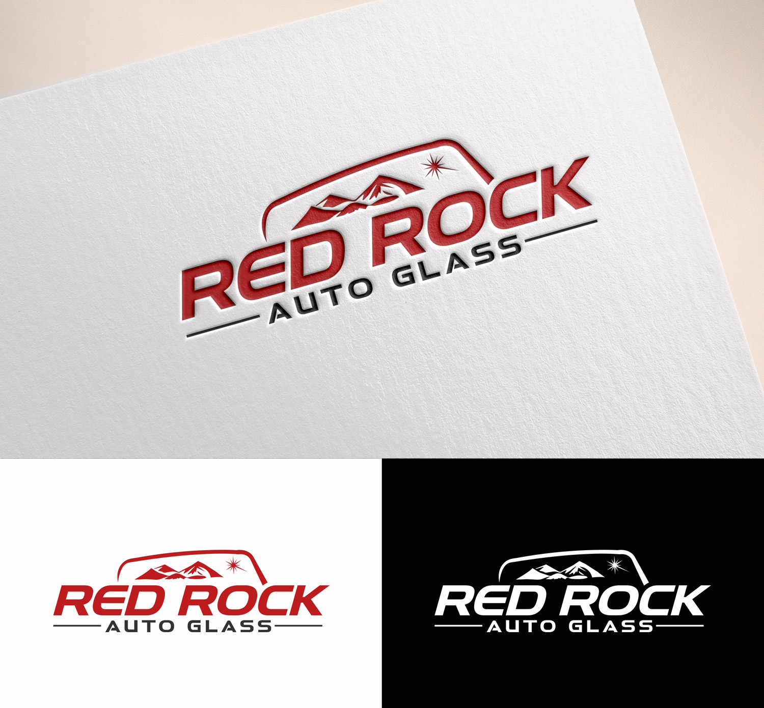 Logo Design by M Art & Design for Red Rock Auto Glass | Design: #30582567