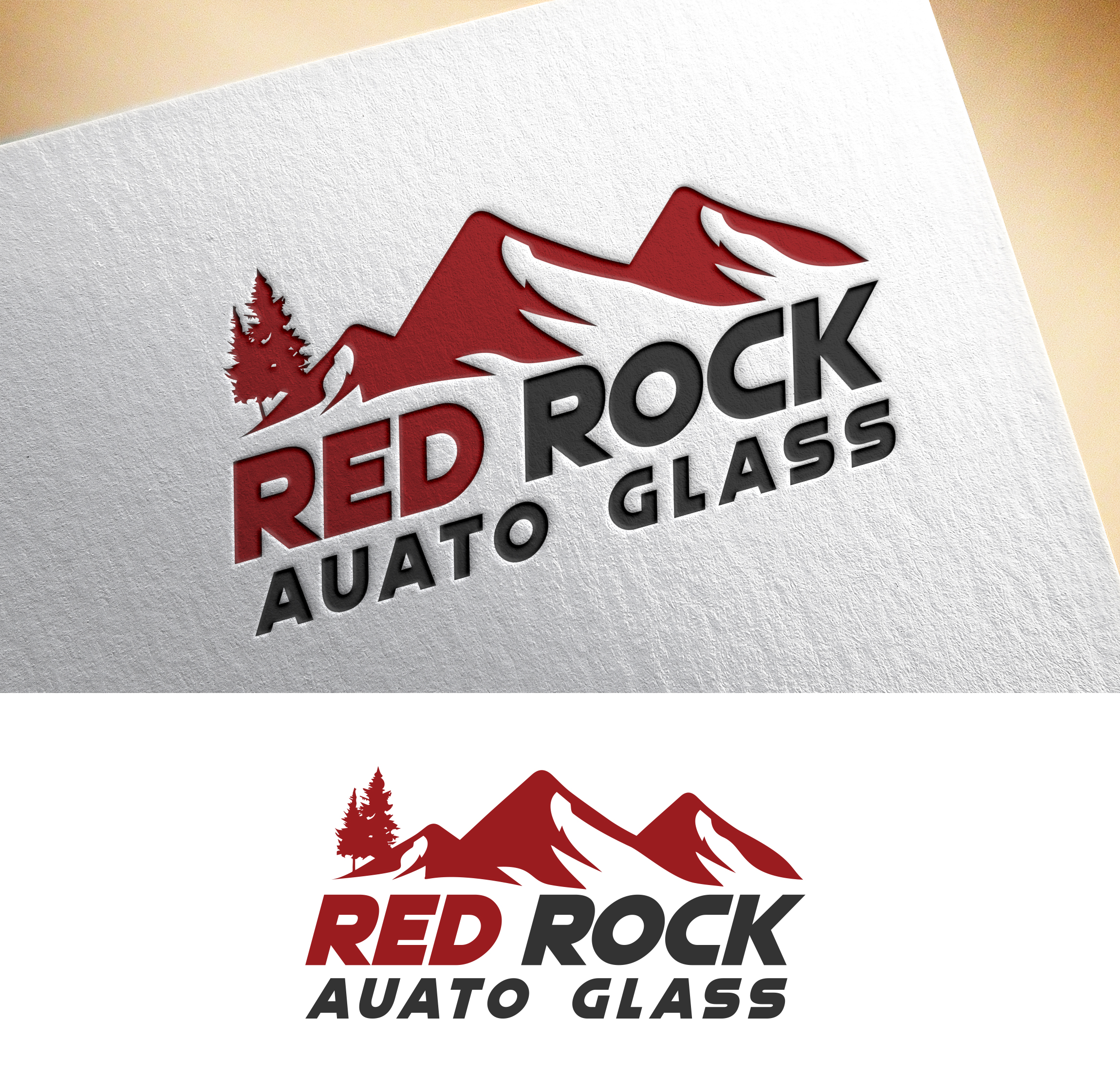 Logo Design by Impressive Sol for Red Rock Auto Glass | Design #30584812