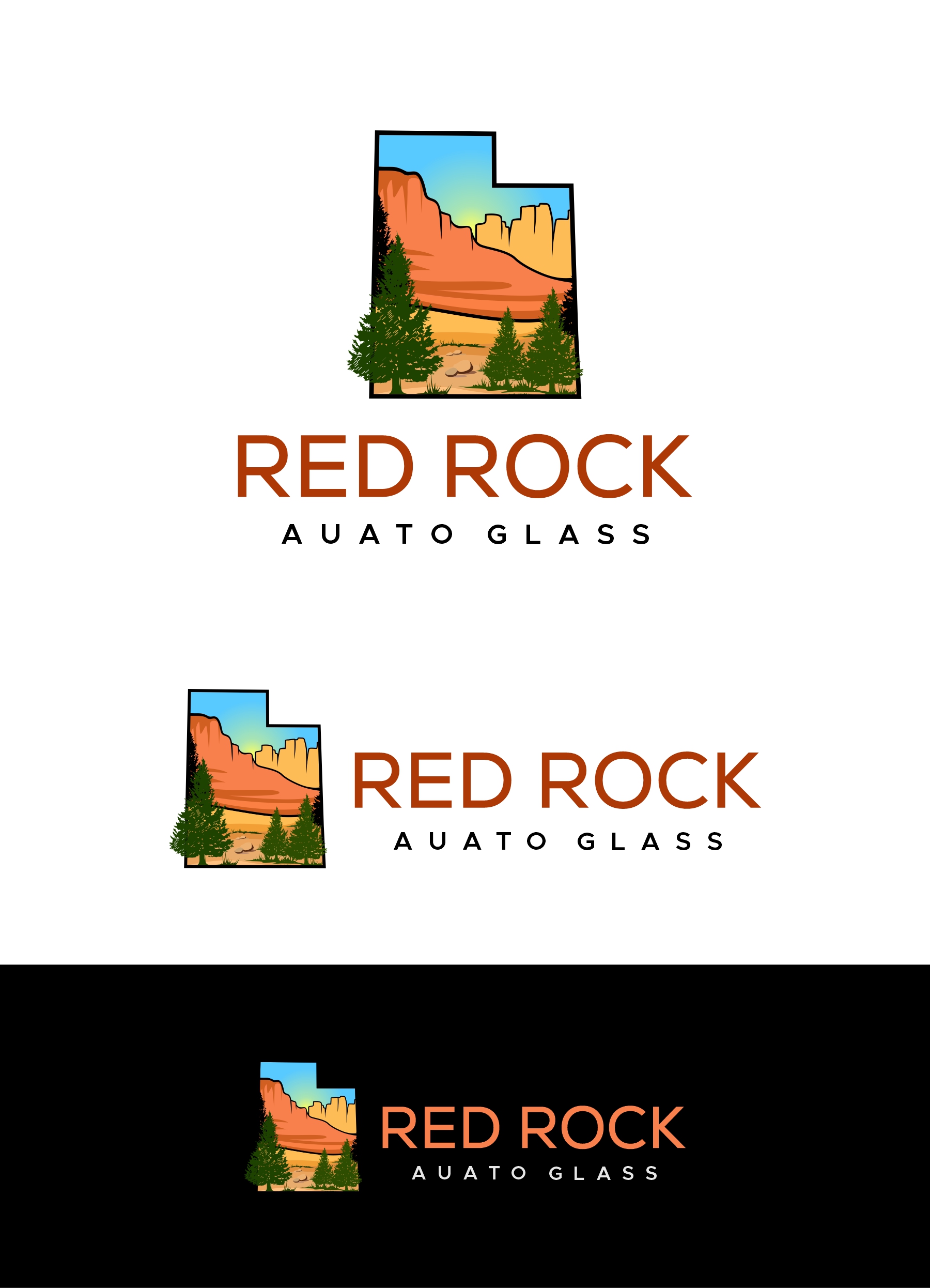Logo Design by debdesign for Red Rock Auto Glass | Design #30588476