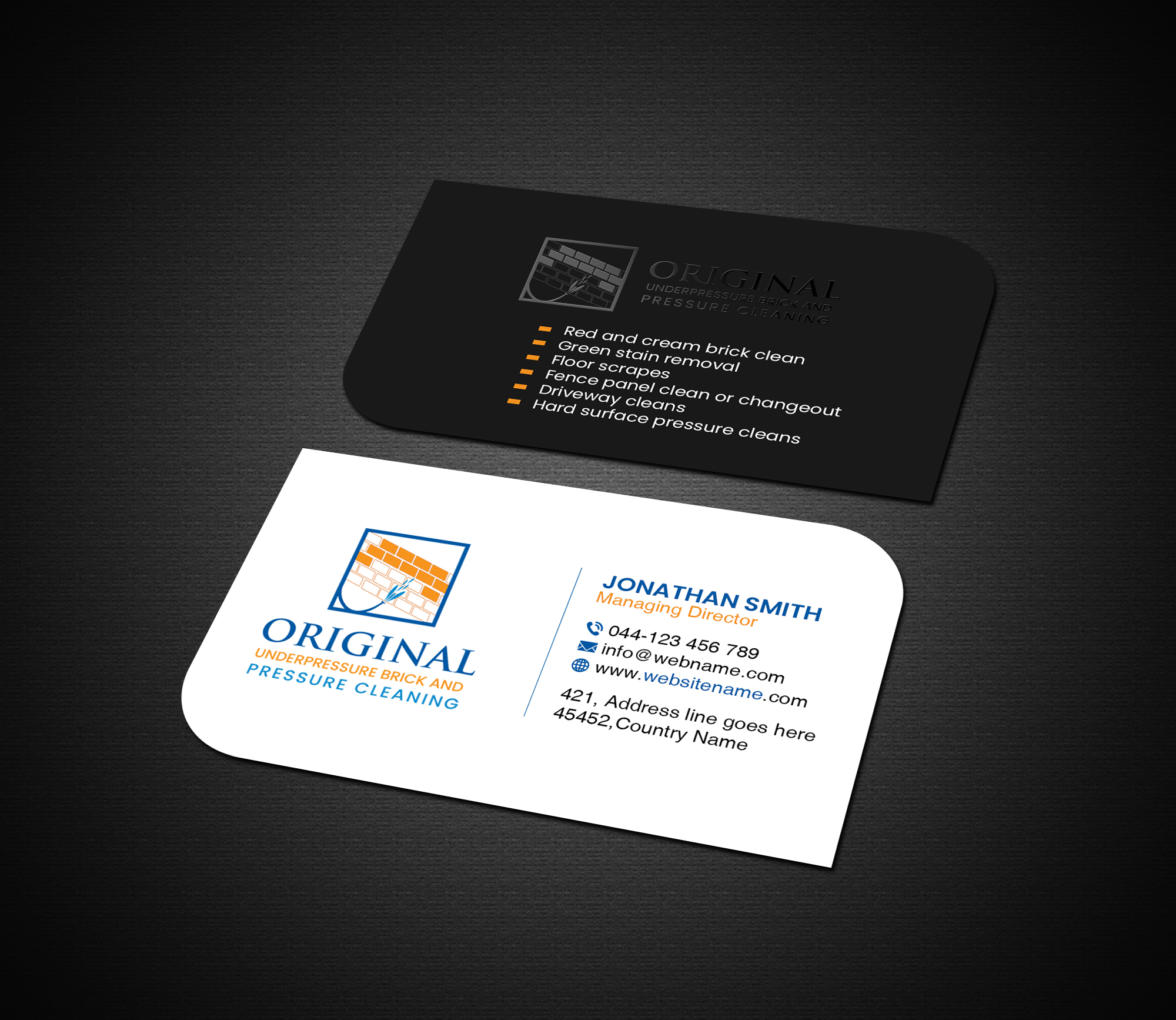 Visitenkarten-Design von Creations Box 2015 für Original underpressure brick and pressurecleaning | Design #30606923