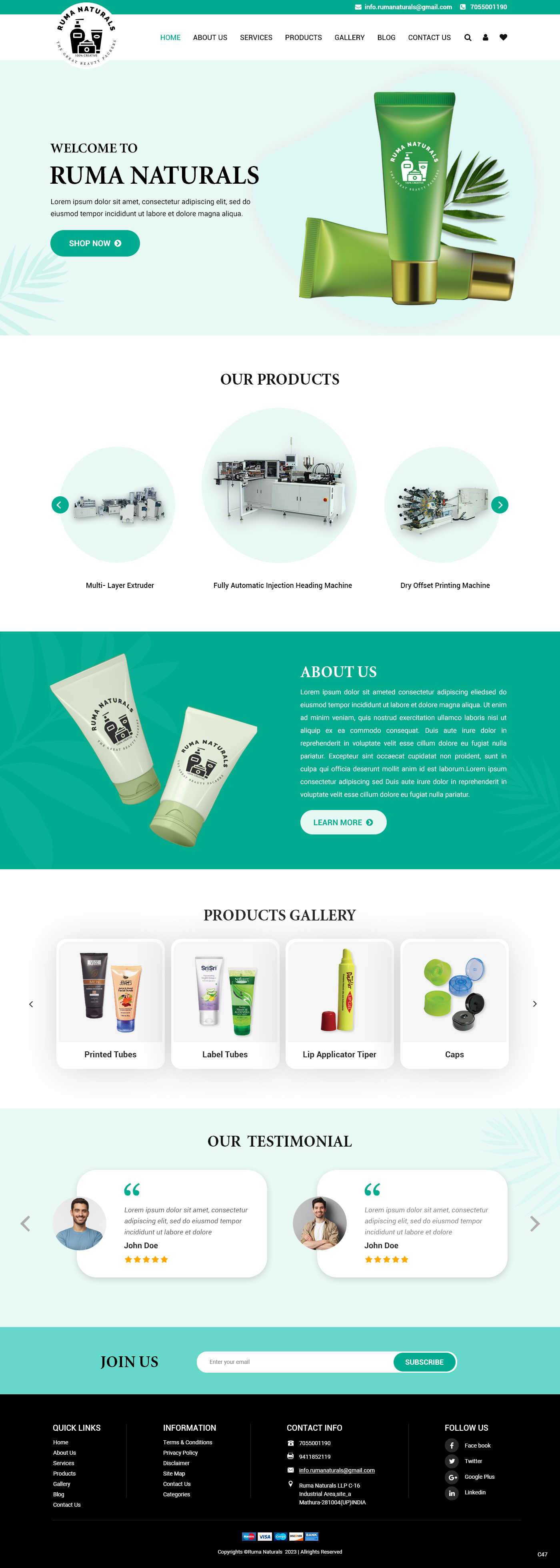 Web Design by pb for Ruma Naturals LLP | Design #30608830