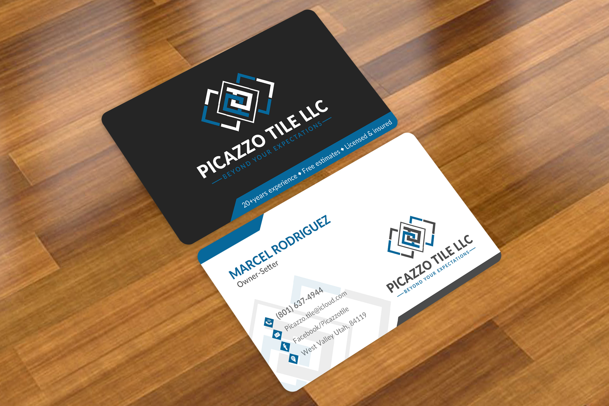 Visitenkarten-Design von Sun Moon Graphic Designer für Picazzo Tile  | Design #30616775