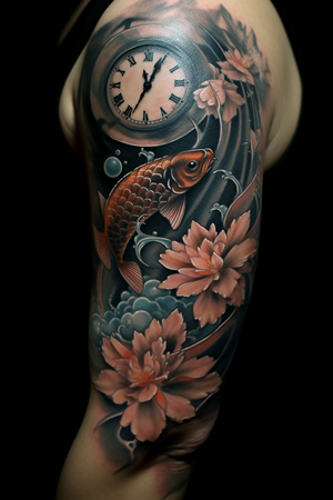 Memoriam Tattoo using Japanese Cherry Blossom, Koi Fish and any other ideas.