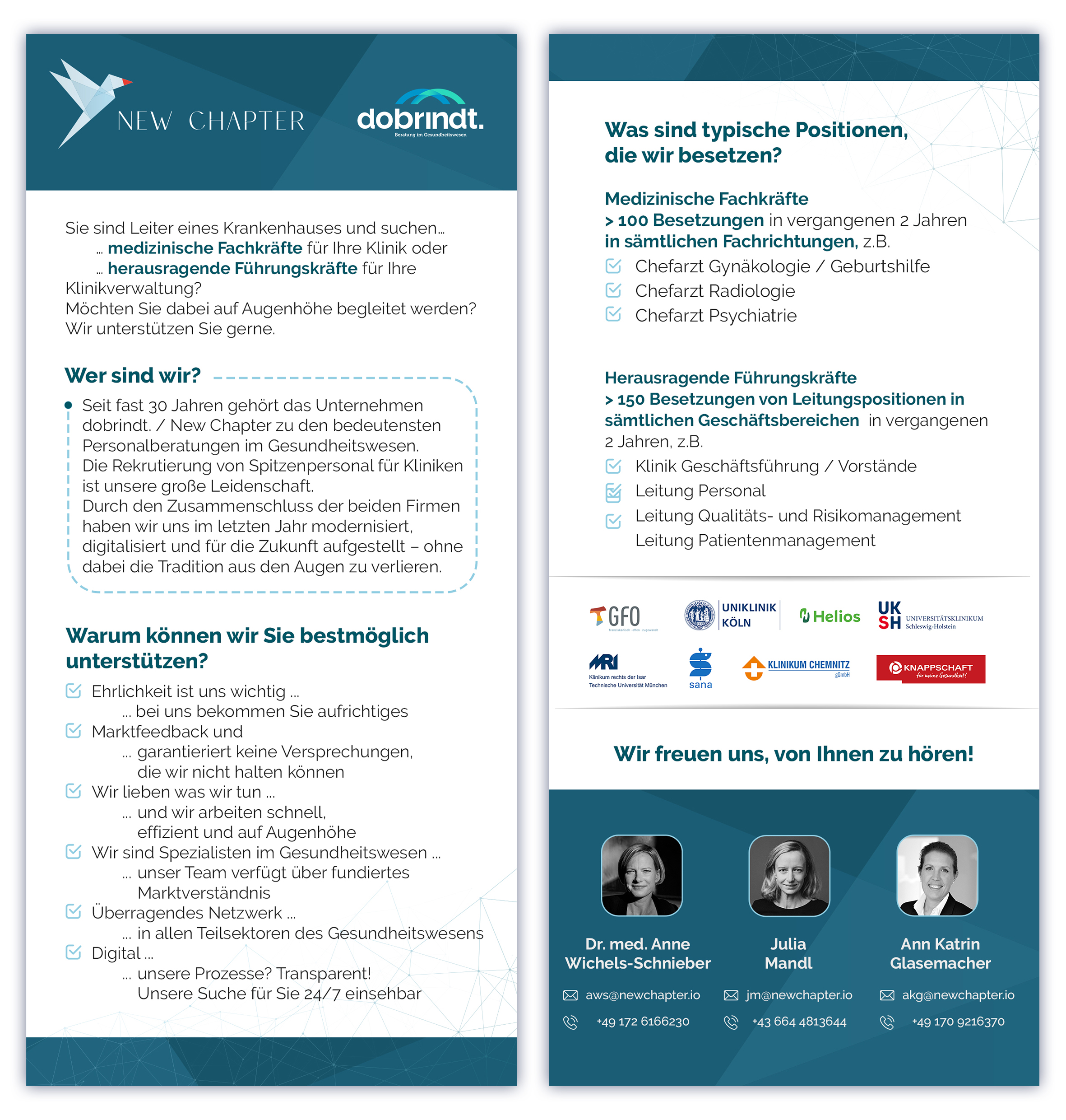 Flyer-Design von Tomi and Edó für New Chapter Executive Search GmbH | Design: #30646789