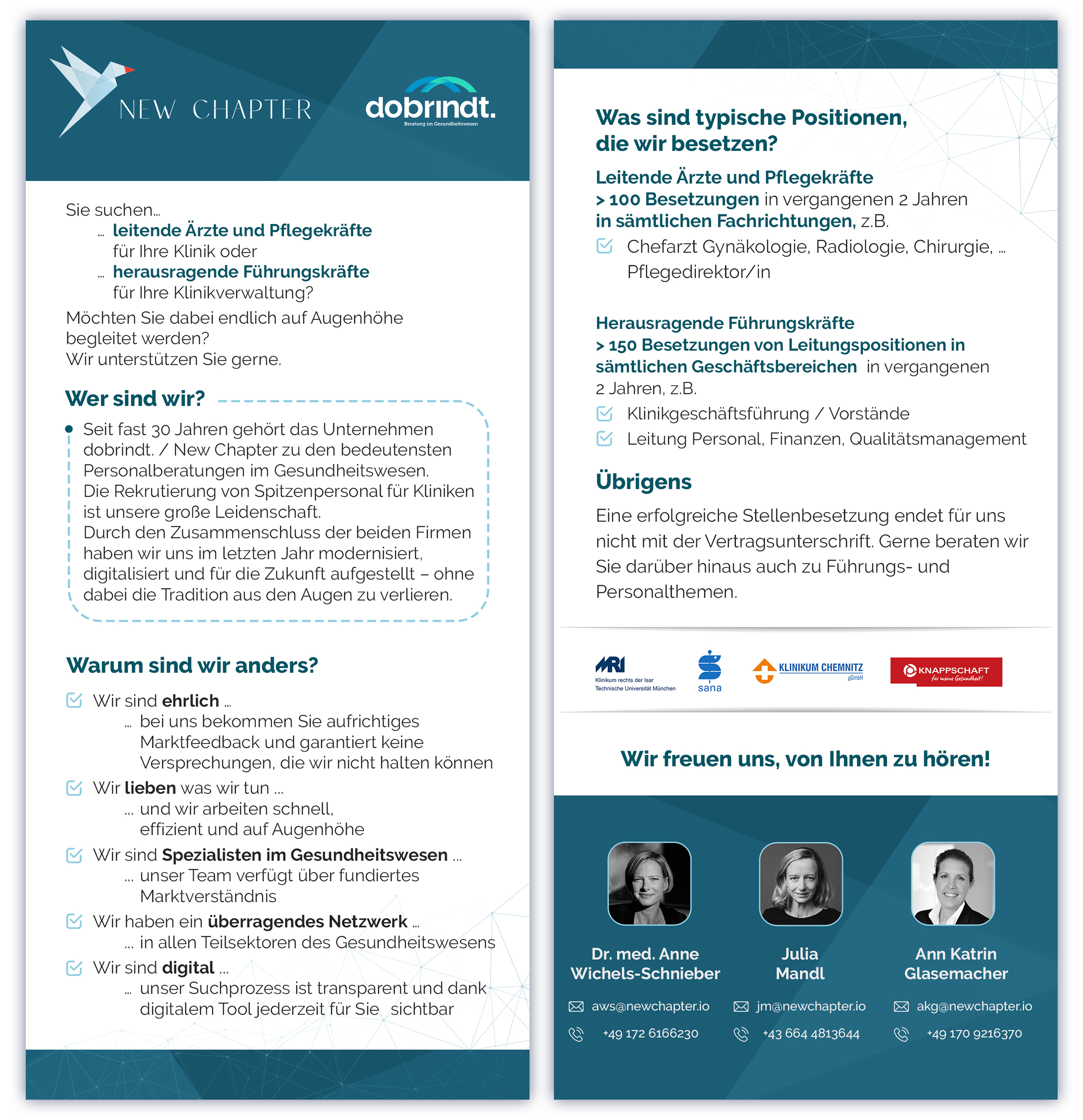 Flyer Design by Tomi and Edó for New Chapter Executive Search GmbH | Design #30666271
