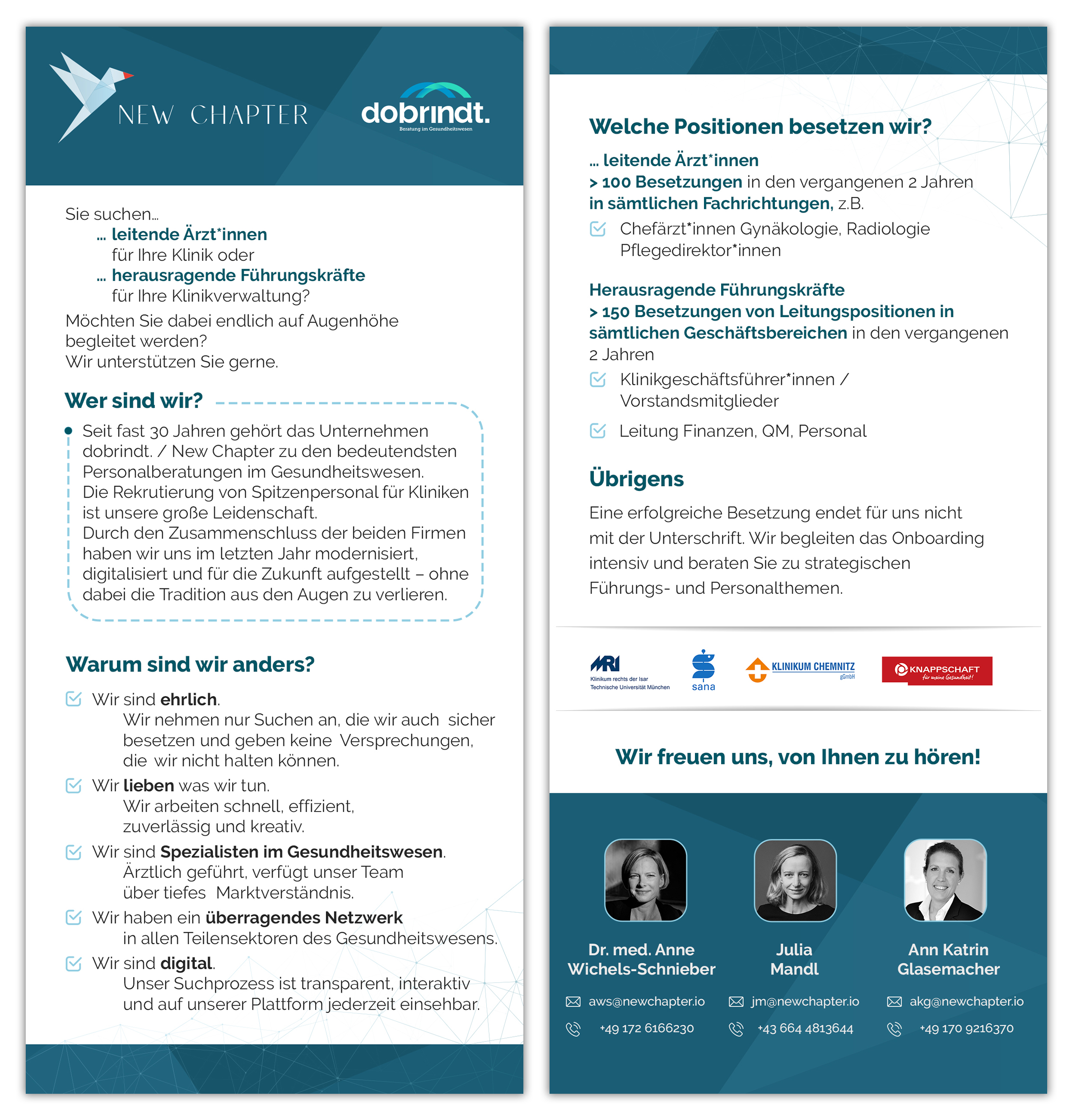 Flyer Design by Tomi and Edó for New Chapter Executive Search GmbH | Design #30682197