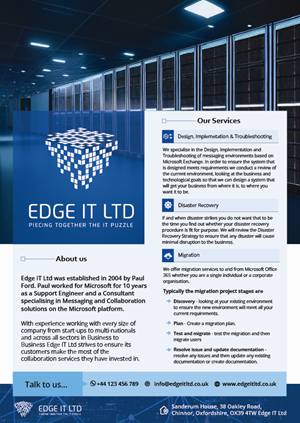 Diseño de Flyer por M.M para Edge IT Ltd | Diseño #30672619