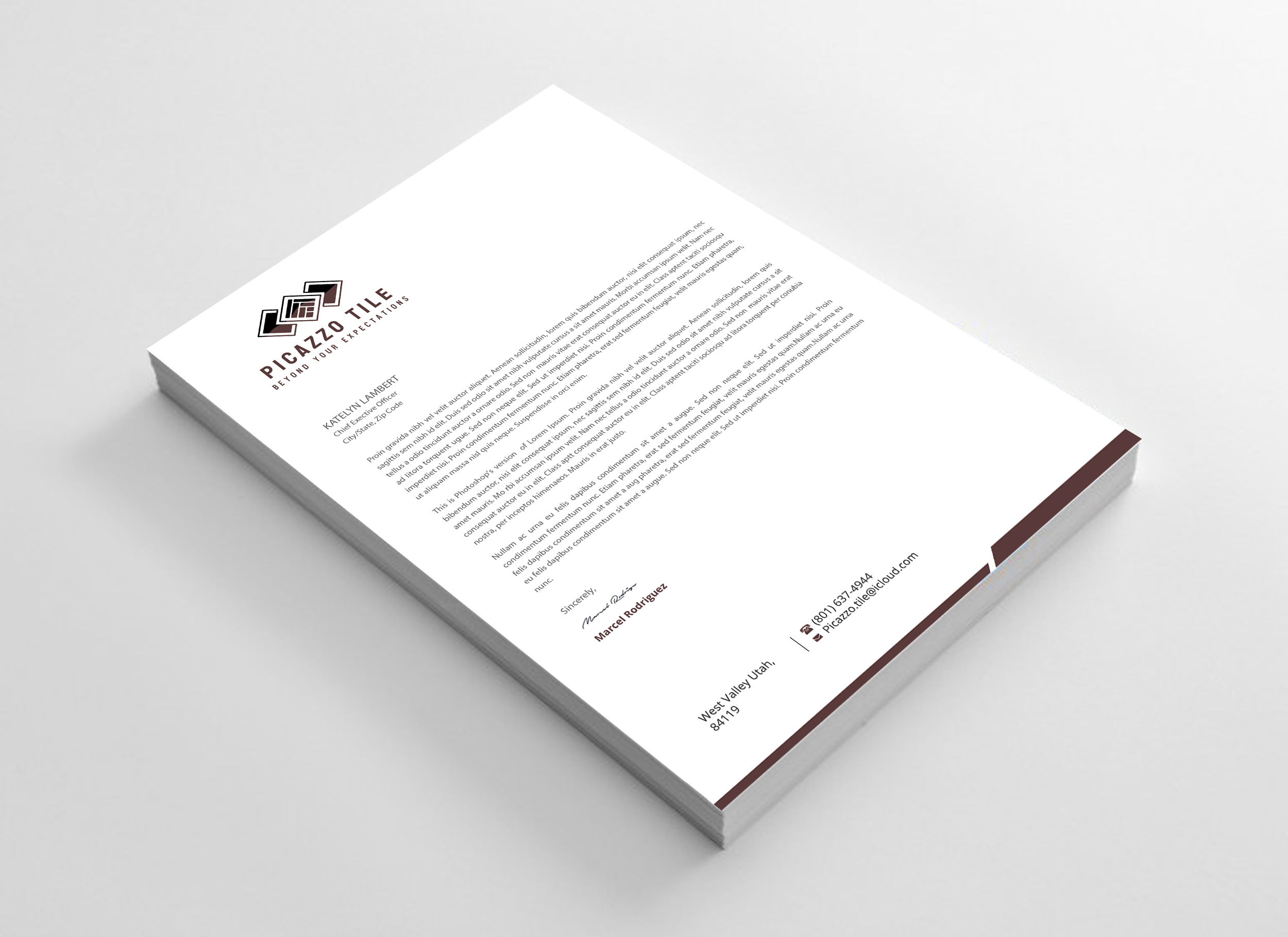 Letterhead Design by Expert Bappy for Picazzo Tile  | Design #30662176