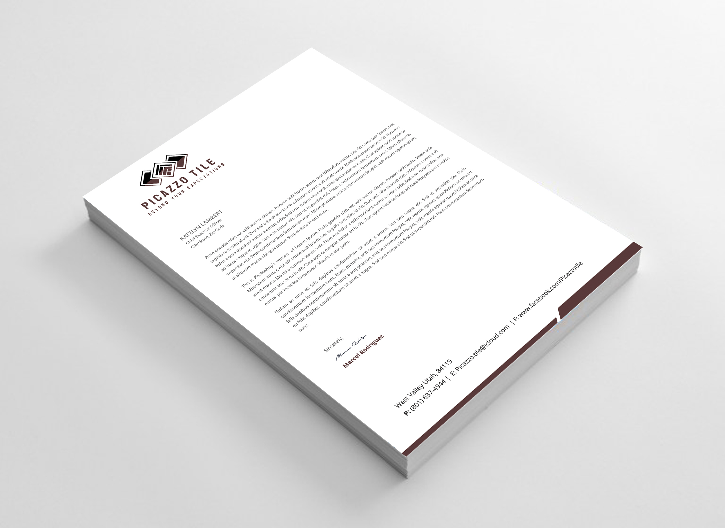 Letterhead Design by Expert Bappy for Picazzo Tile  | Design #30662243
