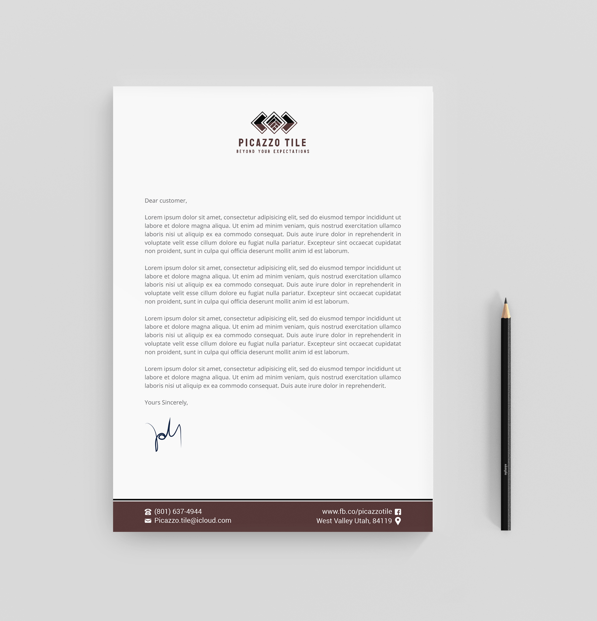 Letterhead Design by R.design for Picazzo Tile  | Design #30663379