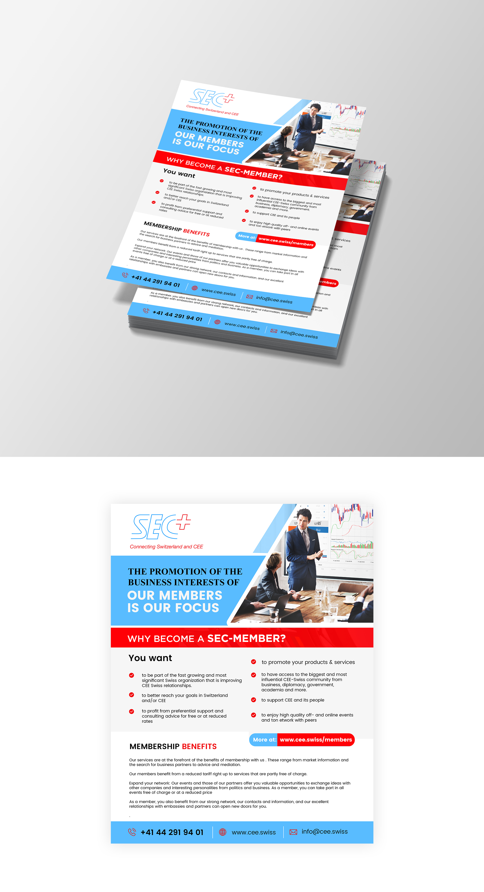 Flyer Design by Design Motion for Handelskammer Schweiz - Mitteleuropa (SEC) | Design #30689601