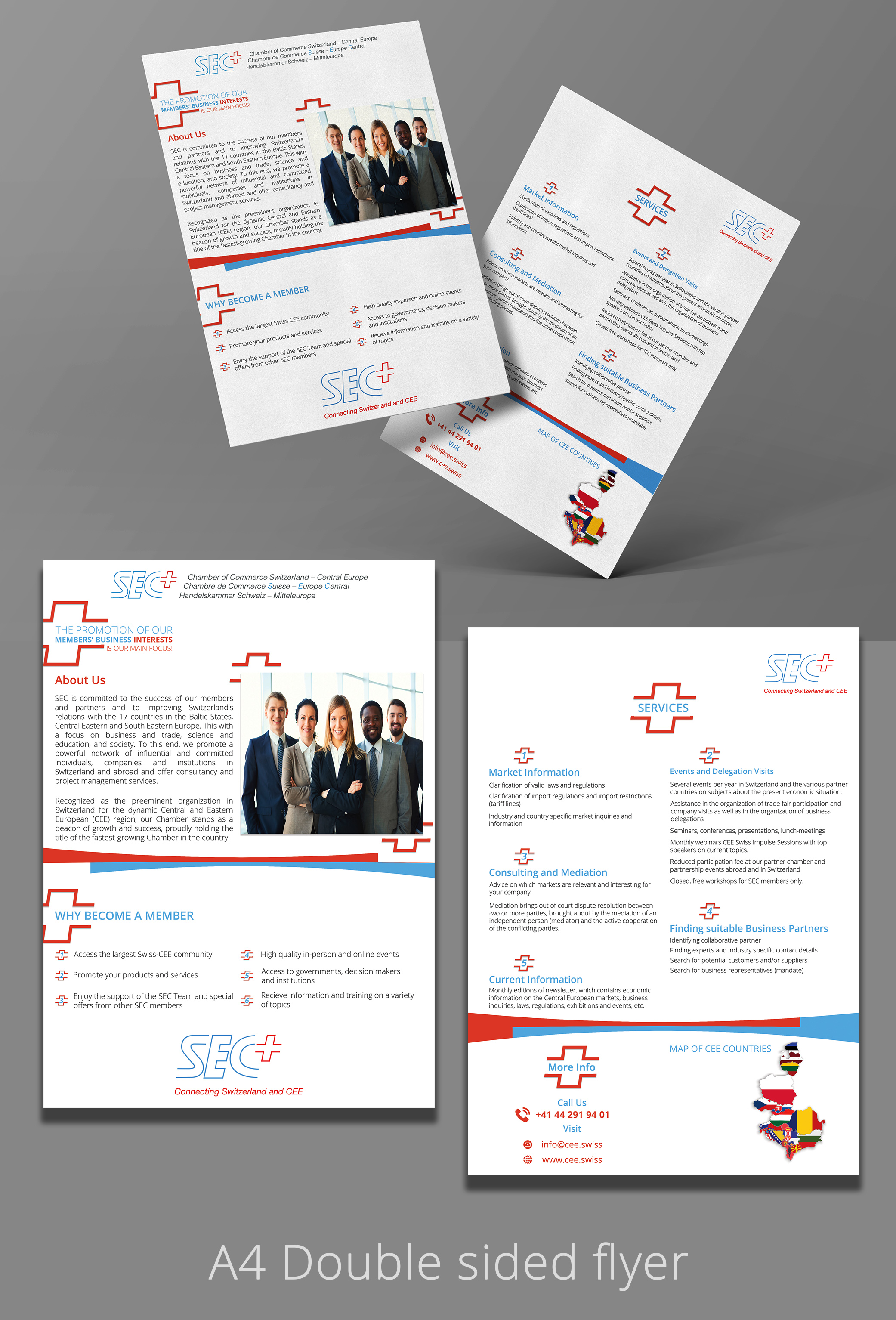 Diseño de Flyer por Mi17design para Handelskammer Schweiz - Mitteleuropa (SEC) | Diseño #30712360