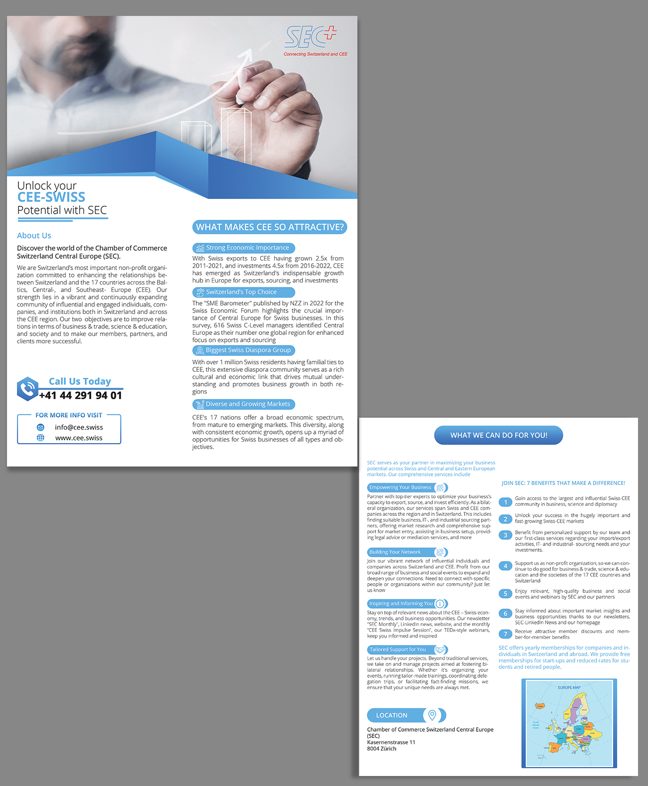 Flyer Design by Mi17design for Handelskammer Schweiz - Mitteleuropa (SEC) | Design #30992544