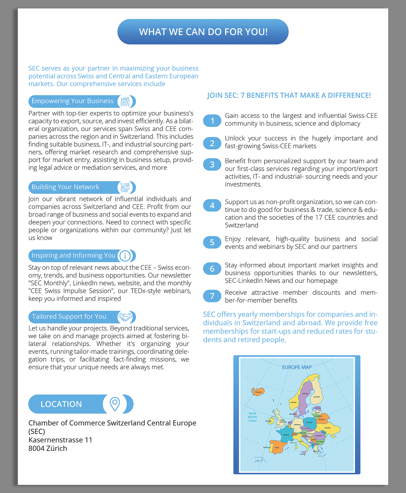 Flyer Design by Mi17design for Handelskammer Schweiz - Mitteleuropa (SEC) | Design #30992559