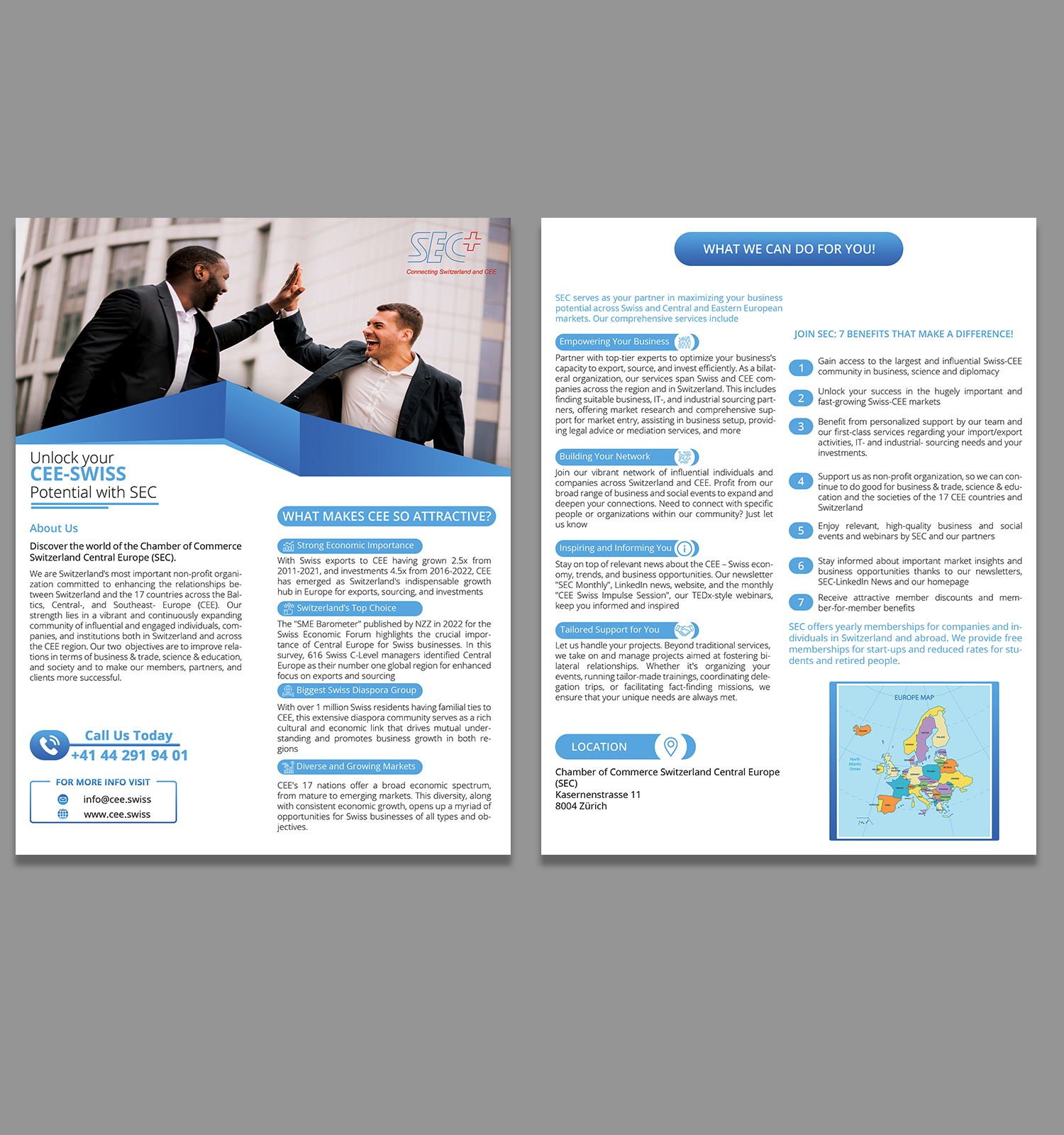 Flyer Design by Mi17design for Handelskammer Schweiz - Mitteleuropa (SEC) | Design #30994836