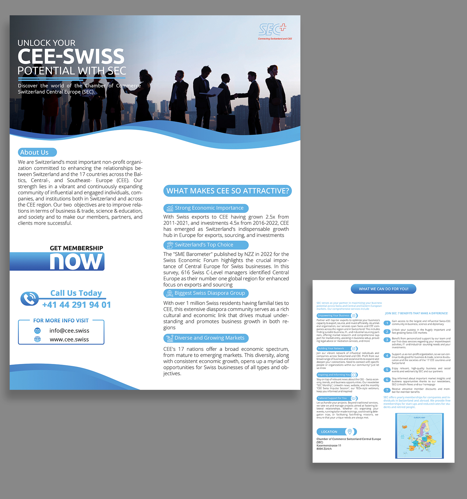 Diseño de Flyer por Mi17design para Handelskammer Schweiz - Mitteleuropa (SEC) | Diseño #31001519
