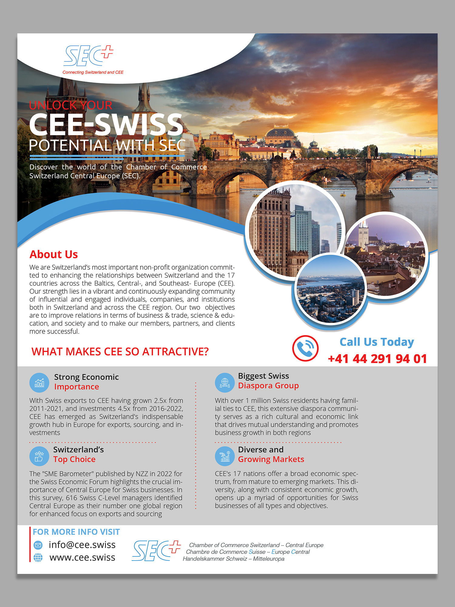 Diseño de Flyer por Mi17design para Handelskammer Schweiz - Mitteleuropa (SEC) | Diseño #31041882