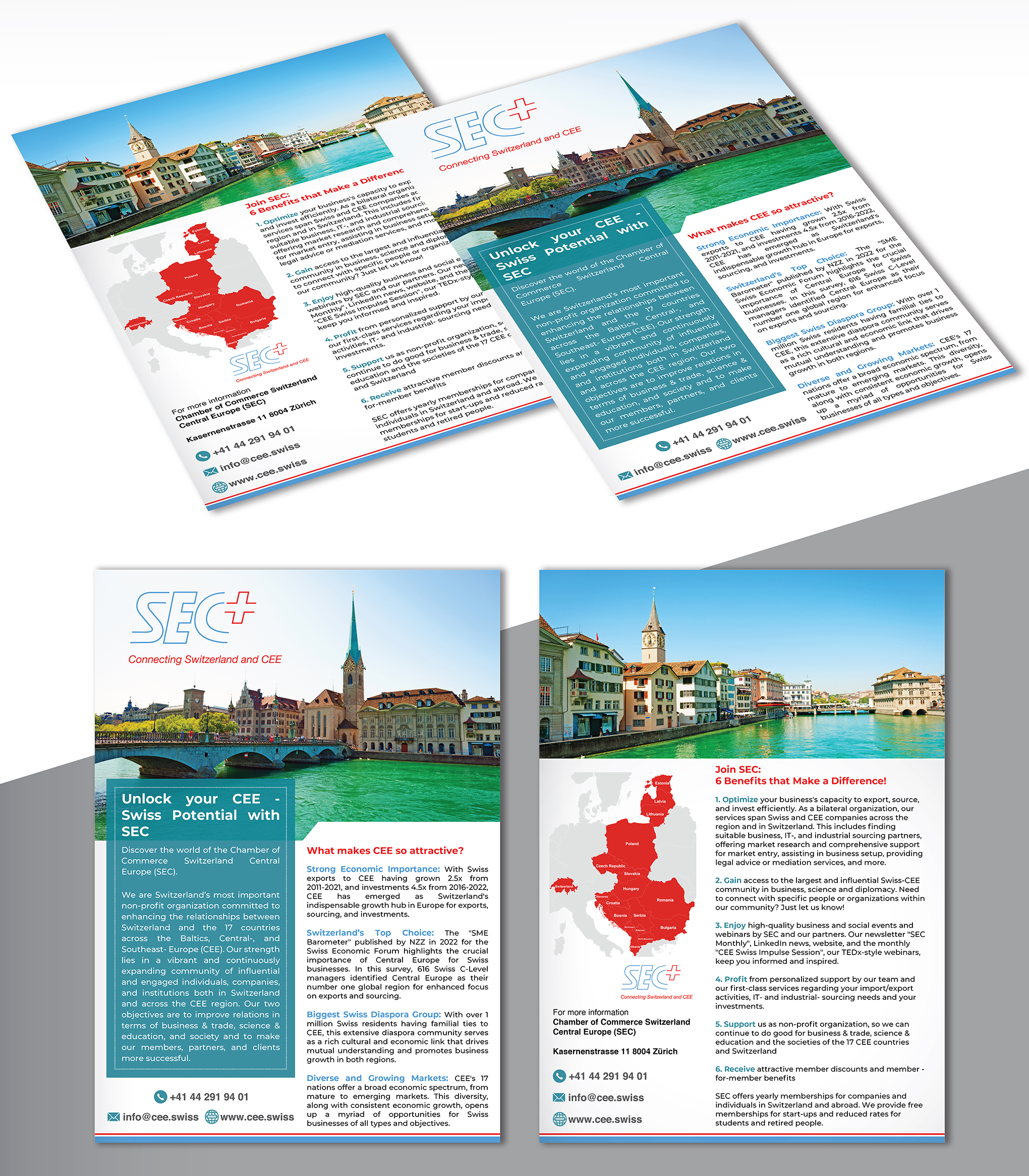 Flyer Design by creativemood438 for Handelskammer Schweiz - Mitteleuropa (SEC) | Design #31028672