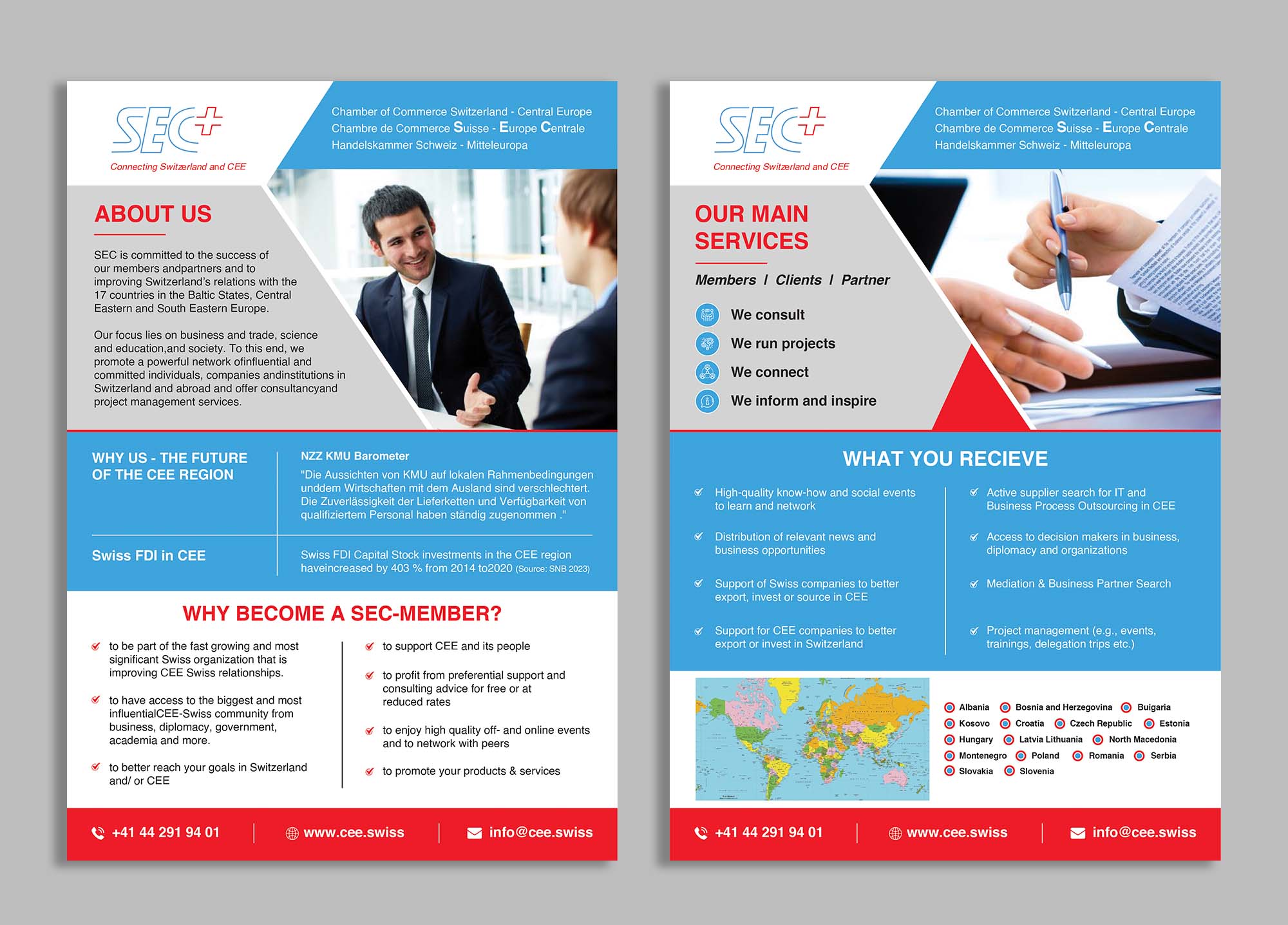 Flyer Design by ecorokerz for Handelskammer Schweiz - Mitteleuropa (SEC) | Design #30675391