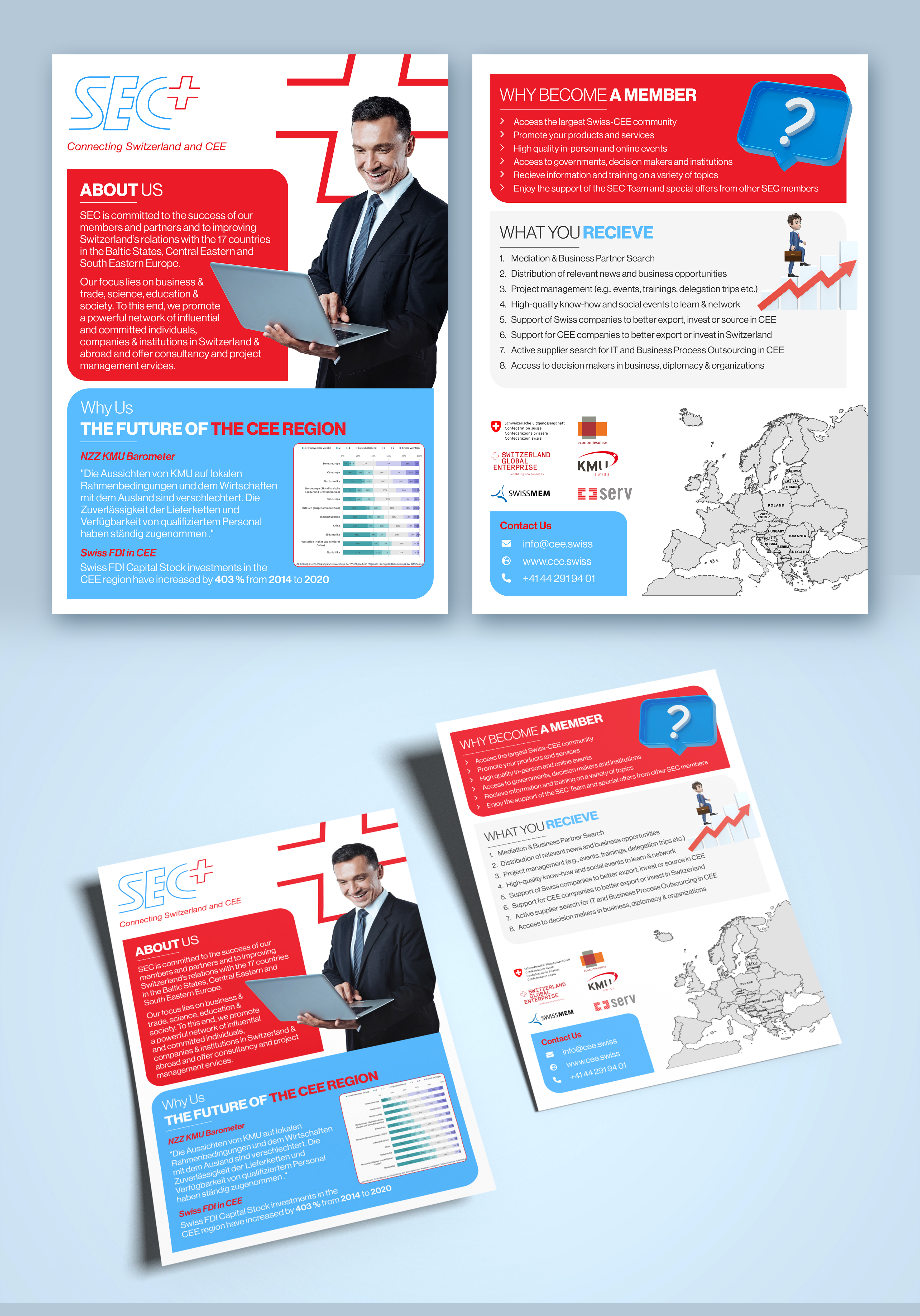 Flyer Design by Graphic Guy for Handelskammer Schweiz - Mitteleuropa (SEC) | Design #30675299