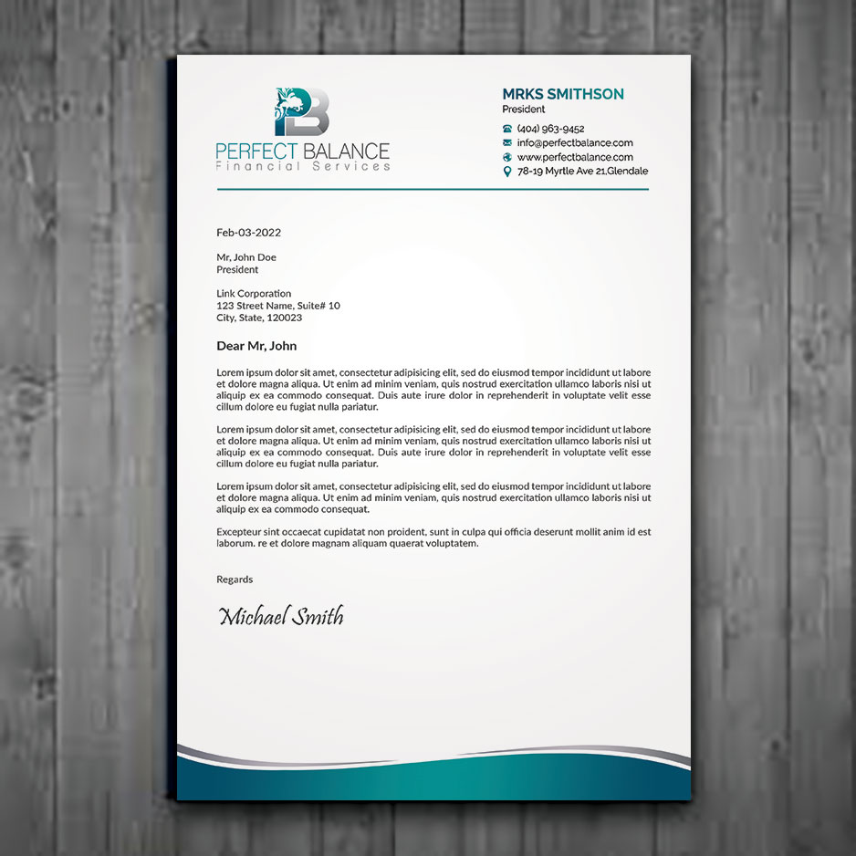 Briefkopf-Design von sadikul islam für Perfect Balance Financial Services | Design #30690506