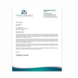 Letterhead Design by sadikul islam for Perfect Balance Financial Services | Design: #30690507