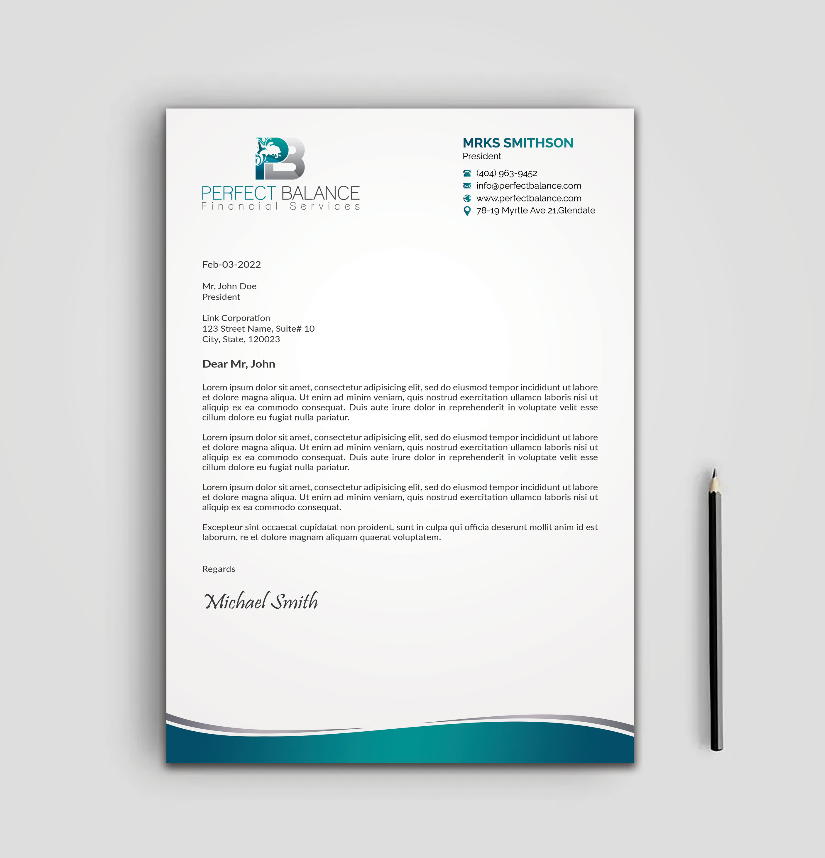 Letterhead Design by sadikul islam for Perfect Balance Financial Services | Design #30690508