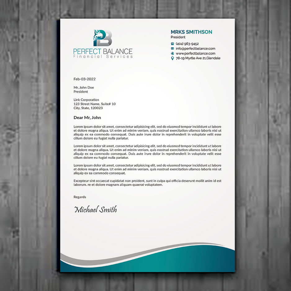 Briefkopf-Design von sadikul islam für Perfect Balance Financial Services | Design #30690557