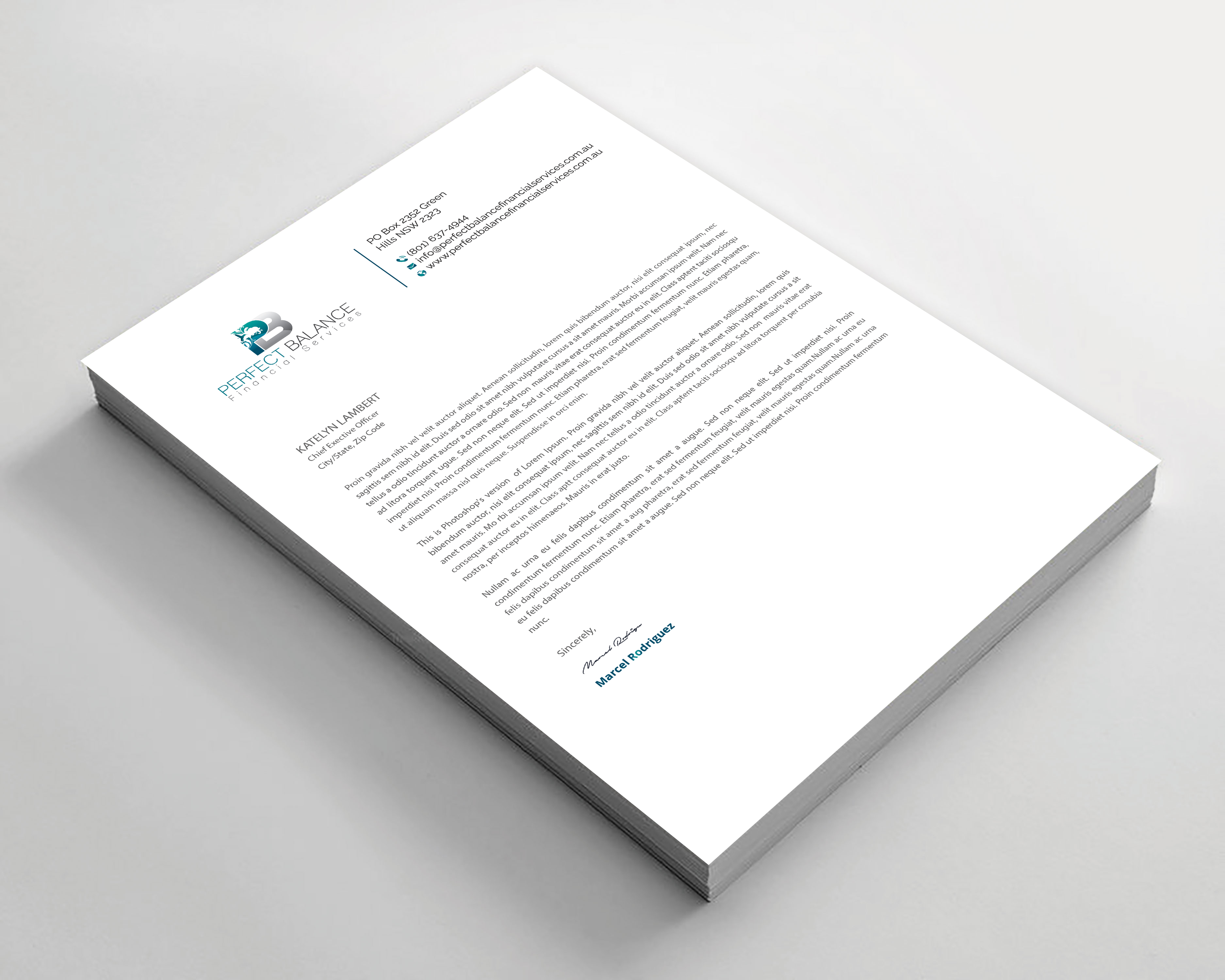 Briefkopf-Design von Expert Bappy für Perfect Balance Financial Services | Design #30689483
